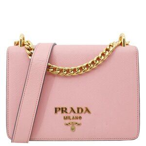 Prada  Soft Saffiano Leather Chain Crossbody Bag Pink